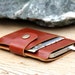 Mini brance brown leather iphone wallet case
