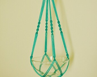 Hand Crafted Macrame Plant Hanger 35"- Turquoise