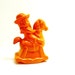 upcycled ceramic cowgirl horse figurine // kitschy home decor // orange, rocking horse, cowboy, adorable