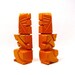 vintage tiki bookends, bright orange // marble home decor, tribal carving, office, den, man cave, 60s, book ends, upcycled, modern
