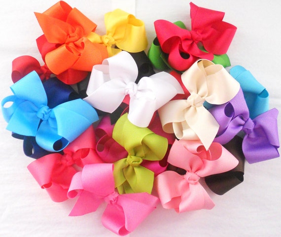 SALE-10 Girls Hair Bows Set Baby Bows Solid Bow Set Toddler