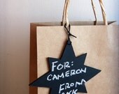 Set of 2 Star-Shaped Chalkboard Hanging Signs, Gift Tags, Tree Decorations Il_170x135