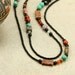 Long Seed Bead and Stone Strand Necklace