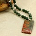 SALE Picasso Jasper Pendant, Malaysia "Jade," and Sterling Silver Necklace, Dark Green, Dark Red
