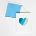 Embroidered Hand stitched blue ombre heart greeting card