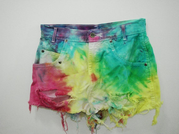 tye dye high-waisted shorts