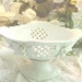Vintage Pedestal Compote Vase Bowl Pottery Ceramic w Lattice Design