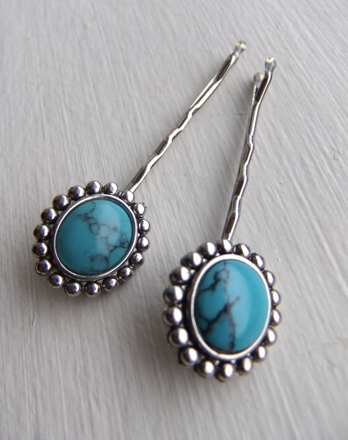 Turquoise Hair Pins Silver Turquoise Jewelry Blue Turquoise