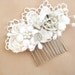 Vintage Lace Bridal Hair Comb -Candlelight W/ Pearl Flower- Wedding Hair Piece- Hair Accessories- Rhinestones, Silver- BrassBoheme