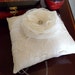 Light Ivory Crinkle Taffeta Ring Bearer Pillow with a Handmade Flower and Vintage Rhinestone Button
