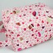 Large Knitting Boxy pouch, crochet project bag, Sock Bag or small project pouch. Unique metal zipper pull. Pink hearts and cupcakes
