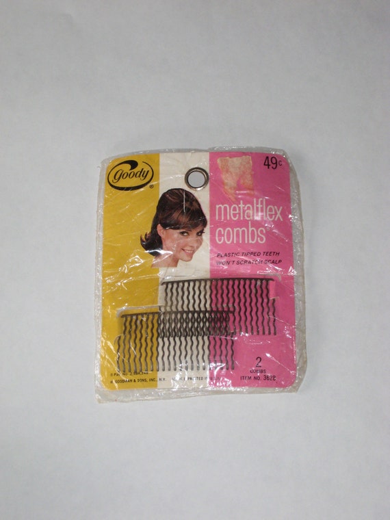 Vintage Goody Metal Flex Hair Combs 1960s or 1970s New in