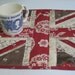 Union Jack Flag Shabby Chic English Cottage Quilted Mug Rug Queen Elizabeth II Diamond Jubilee London Olympics QE II Patchwork Wall Hanging