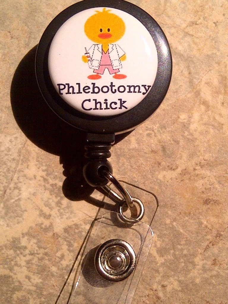 Phlebotomy Chick Nurse Doctor Badge Reel ID Holder Retractable