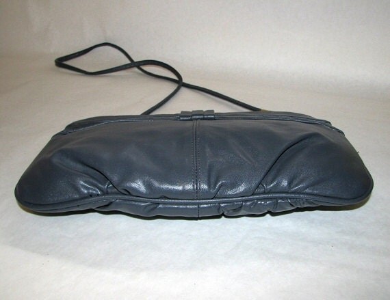 Vintage 80s CONTESSA Gray Leather Deco Bow Clutch Bag