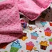 Baby Blanket, Cupcake Baby Blanket, Robert Kaufman Confections, Pink Minky