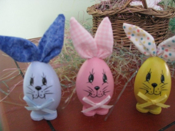 Egg Bunnies, Handpainted, Easter basket fillers