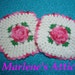 Vintage Set of 2 White and Pink Hot pad holder doily for cooking, kitchen, housewares, home decor, decorations, valentines by MarlenesAttic