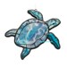 Stained Glass SEA TURTLE Suncatcher - Peacock Blue, Gold Pink, Dolphin Gray - Original Design, USA Handmade