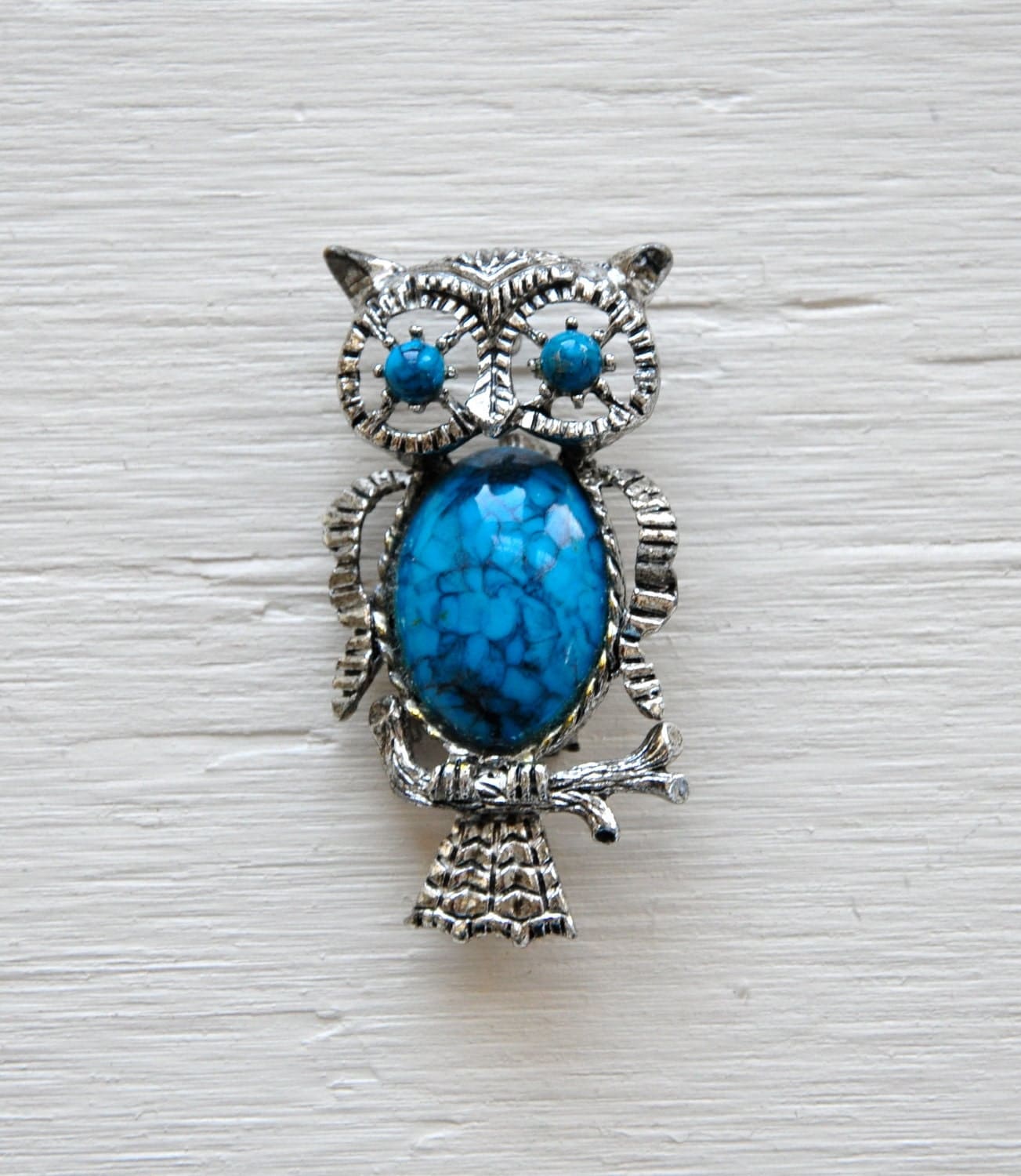 Vintage Blue Owl Pin / Pendant For Necklace By Gerrys 1970