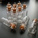 5 Small Glass Bottles with cork and loop. Miniature, tiny, Potion, Vials. DIY Pendant.