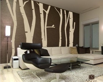 Birch Trees Wall Decal Mural Extra Tall - Set of 6