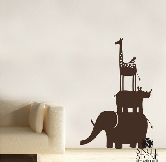 Nursery Kids Wall Decals Animal Safari Stack Vinyl Wall Art