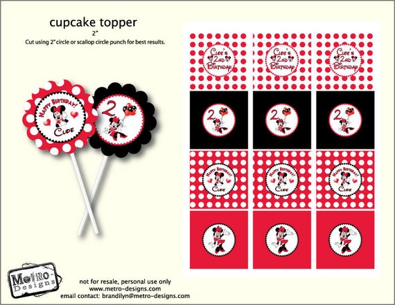 Minnie Mouse Tags/Toppers - Digital File Il_570xn