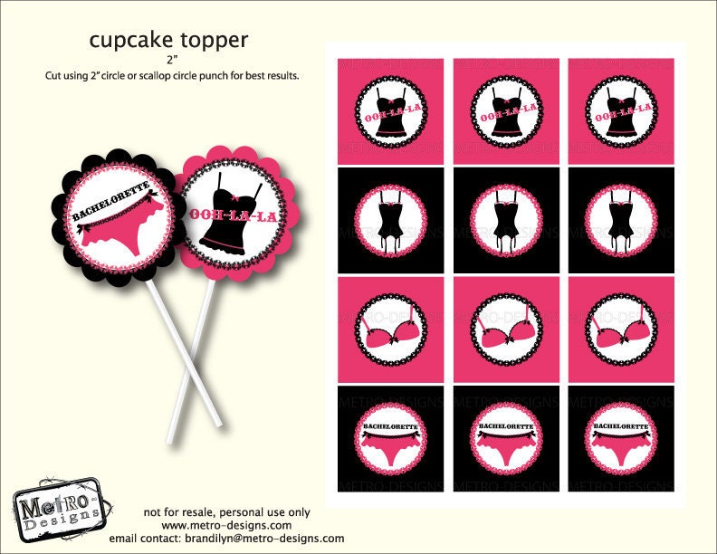Instant Download Bachelorette Cupcake Toppers