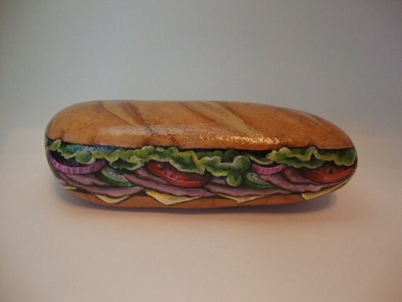 Submarine Sandwich Hand Painted Rock Art