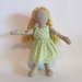 SALE 7" Eco-friendly doll with blond wool hair and minty green sundress