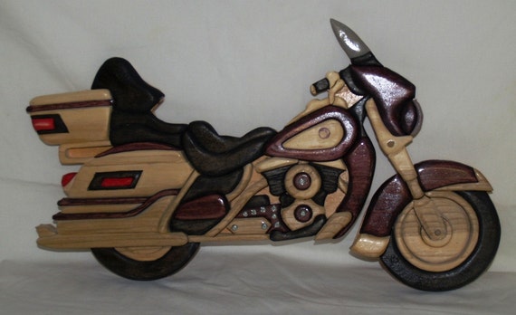 Items similar to Wings of Rose Motorcycle Wood Intarsia ...