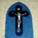 Vintage Crucifix Cross with Blue Glass and Mirror