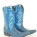 Vintage Blue Leather Cowboy Boots Lots of Detailed Embroidery Women's