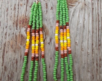 Native American Inspired Design Beaded Earrings - "Forest Bloom" and "Black Ice"