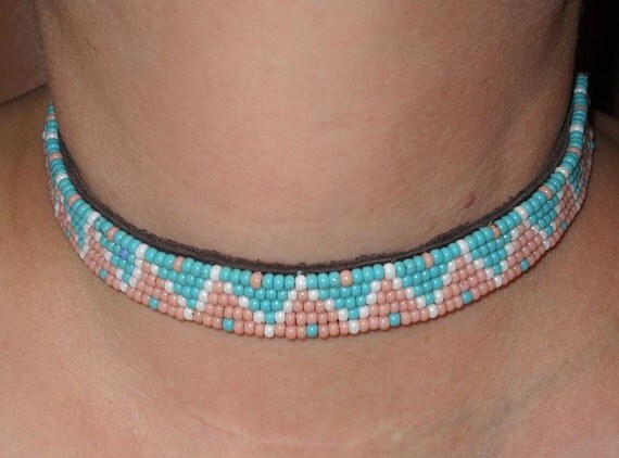 Native American Design Beaded Choker By SkyFeathersTrading