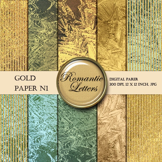 Gold Glitter digital paper gold digital Scrapbook Paper pack