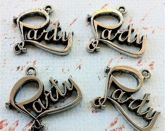 Party Charms -6 pieces-(Antique Pewter Silver Finish)--style 676--
