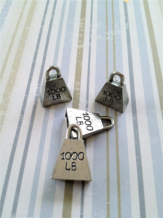 1000 Pound Weight Charms 4 piecesAntique Pewter Silver