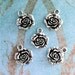 Rose Charms (bright silver finish) --10 pieces-(Antique Pewter Silver Finish)--style 871-