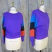 Vintage Purple Sweatshirt with Color Block Sleeves, Small