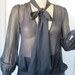 Black Sheer See Through Sexy Secretary Blouse with Necktie