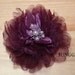 Purple Handmade Bridal Wedding Flower Veil Feather Fascinator Clip with Crystal Rhinestone Brooch Cluster