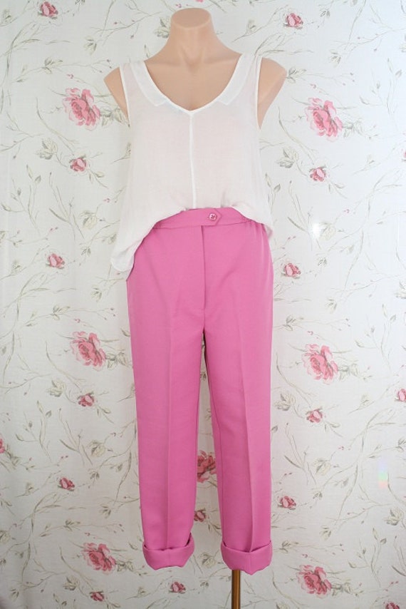Vintage high waist candy pink cropped trousers S-M
