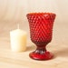 Red Hobnail Pedestal Base Votive Tapered Glass Candle Holder