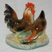 Occupied Japan hen and rooster figurines on base