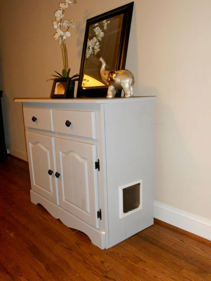 Cat litter box cabinet with drawers