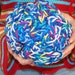 Large Crochet Pouf Ball: Smiley Yarn Ball - Blue Variegated