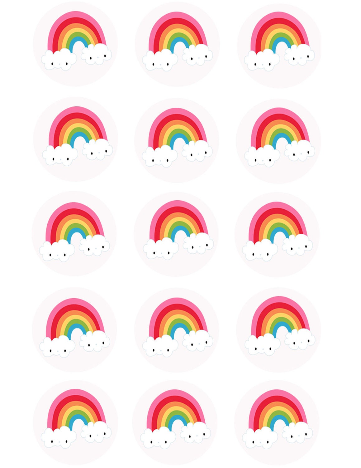 Rainbow Cupcake Toppers 2 Inch Cupcake cookie Custom By TopAcake