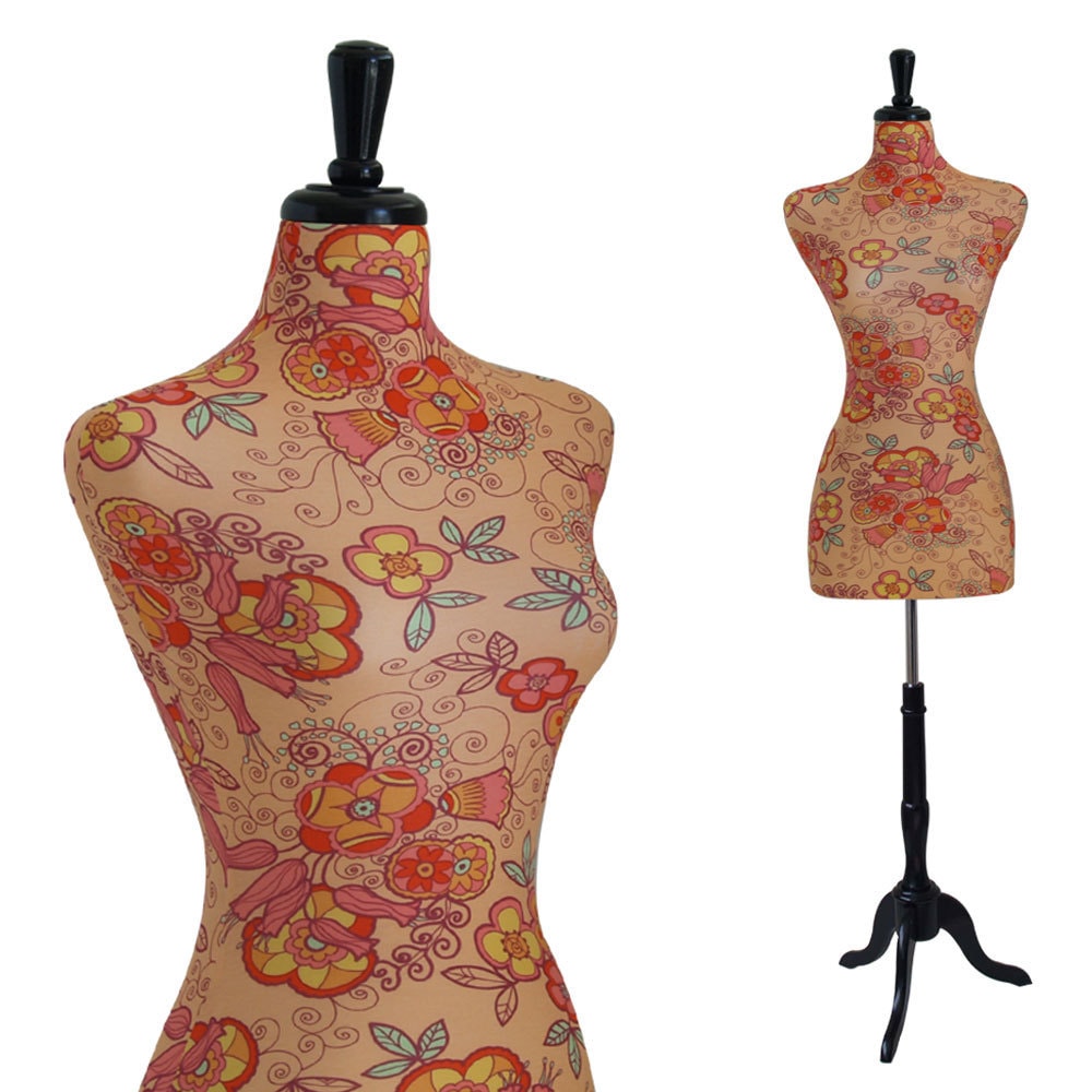 Female Decorative Dress Form Mannequin Print Fabric by Jennisan